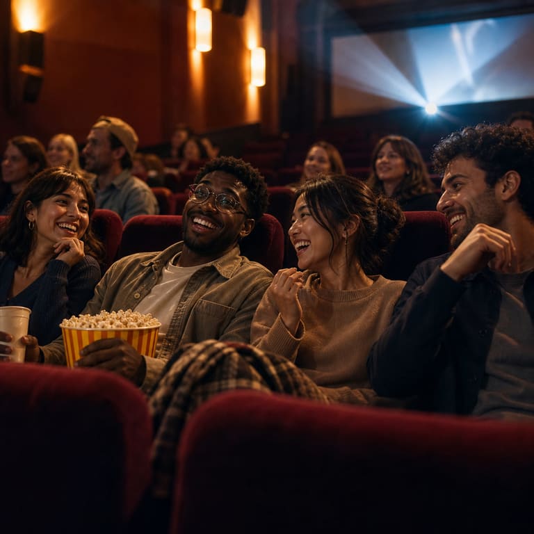People watching a movie together
